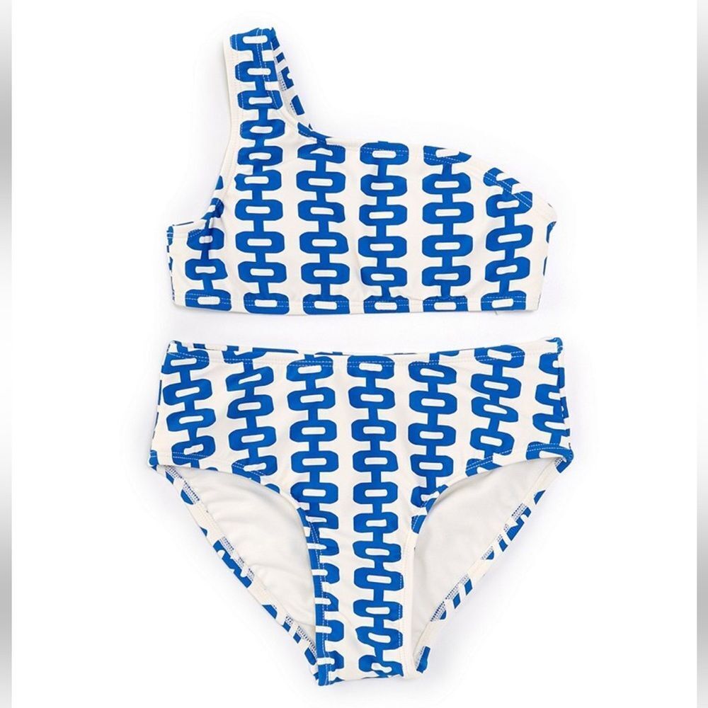 GB girls Printed One-Shoulder Bralette Two-Piece Swimsuit Bikini